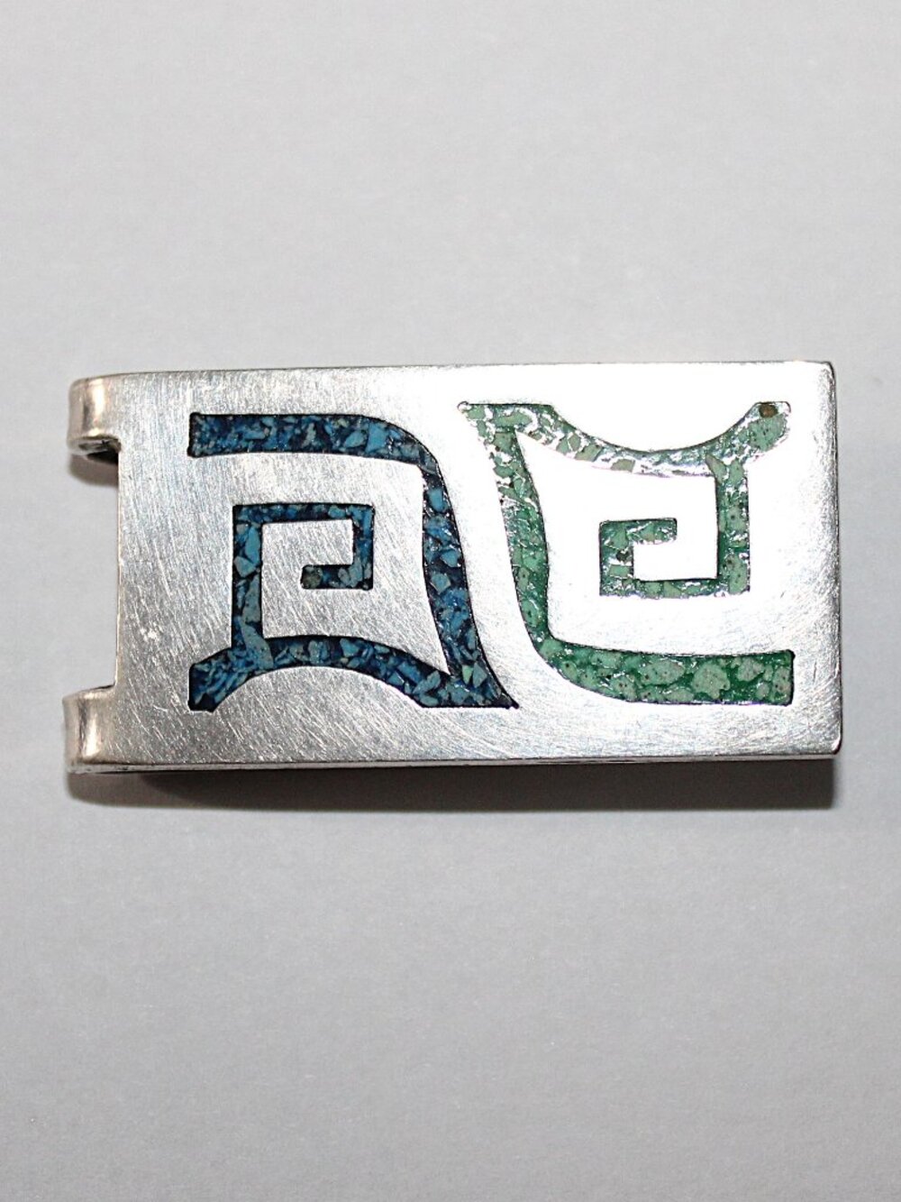 Vintage Taxco Sterling Silver Crushed Stone Money Clip 18 Grams